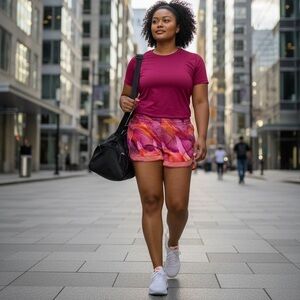 NWT Athleta Women’s 1X Athletic Running Shorts Orange Purple Pink – Activewear